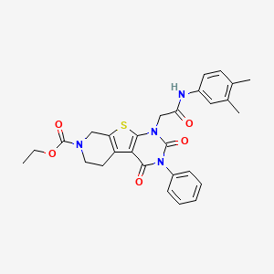 ethyl 6-[2-(3,4-dimethylanilino)-2-oxoethyl]-3,5-dioxo-4-phenyl-8-thia-4,6,11-triazatricyclo[7.4.0.02,7]trideca-1(9),2(7)-diene-11-carboxylate