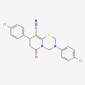 3,8-bis(4-chlorophenyl)-6-oxo-3,4,7,8-tetrahydro-2H,6H-pyrido[2,1-b][1,3,5]thiadiazine-9-carbonitrile