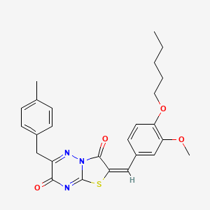 molecular formula C26H27N3O4S B11437406 (2E)-2-[3-methoxy-4-(pentyloxy)benzylidene]-6-(4-methylbenzyl)-7H-[1,3]thiazolo[3,2-b][1,2,4]triazine-3,7(2H)-dione 