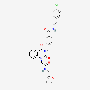 molecular formula C31H27ClN4O5 B11437419 N-(4-chlorophenethyl)-4-((1-(2-((furan-2-ylmethyl)amino)-2-oxoethyl)-2,4-dioxo-1,2-dihydroquinazolin-3(4H)-yl)methyl)benzamide 