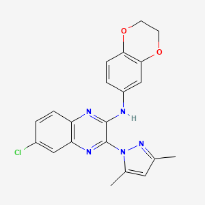 6-chloro-N-(2,3-dihydro-1,4-benzodioxin-6-yl)-3-(3,5-dimethyl-1H-pyrazol-1-yl)quinoxalin-2-amine