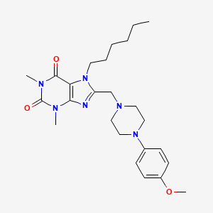 molecular formula C25H36N6O3 B11437439 7-Hexyl-8-[[4-(4-methoxyphenyl)piperazin-1-yl]methyl]-1,3-dimethylpurine-2,6-dione 