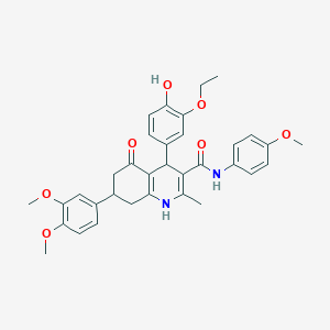 7-(3,4-dimethoxyphenyl)-4-(3-ethoxy-4-hydroxyphenyl)-N-(4-methoxyphenyl)-2-methyl-5-oxo-1,4,5,6,7,8-hexahydroquinoline-3-carboxamide