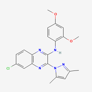 molecular formula C21H20ClN5O2 B11437489 6-chloro-N-(2,4-dimethoxyphenyl)-3-(3,5-dimethyl-1H-pyrazol-1-yl)quinoxalin-2-amine 