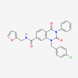 molecular formula C27H20ClN3O4 B11437502 1-(4-chlorobenzyl)-N-(furan-2-ylmethyl)-2,4-dioxo-3-phenyl-1,2,3,4-tetrahydroquinazoline-7-carboxamide 