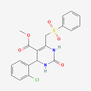 molecular formula C19H17ClN2O5S B11437505 Methyl 4-(2-chlorophenyl)-2-oxo-6-((phenylsulfonyl)methyl)-1,2,3,4-tetrahydropyrimidine-5-carboxylate 