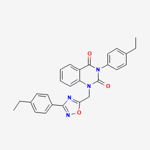 molecular formula C27H24N4O3 B11437541 3-(4-ethylphenyl)-1-((3-(4-ethylphenyl)-1,2,4-oxadiazol-5-yl)methyl)quinazoline-2,4(1H,3H)-dione 