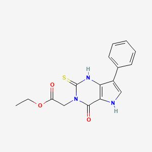 ethyl (4-oxo-7-phenyl-2-thioxo-1,2,4,5-tetrahydro-3H-pyrrolo[3,2-d]pyrimidin-3-yl)acetate