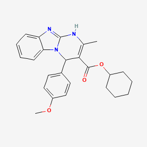 molecular formula C25H27N3O3 B11437606 Cyclohexyl 4-(4-methoxyphenyl)-2-methyl-1,4-dihydropyrimido[1,2-a]benzimidazole-3-carboxylate 