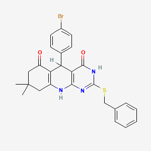 2-benzylsulfanyl-5-(4-bromophenyl)-8,8-dimethyl-5,7,9,10-tetrahydro-1H-pyrimido[4,5-b]quinoline-4,6-dione