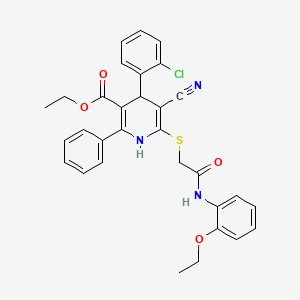 molecular formula C31H28ClN3O4S B11437636 Ethyl 4-(2-chlorophenyl)-5-cyano-6-({2-[(2-ethoxyphenyl)amino]-2-oxoethyl}sulfanyl)-2-phenyl-1,4-dihydropyridine-3-carboxylate 