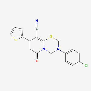 molecular formula C18H14ClN3OS2 B11437654 3-(4-chlorophenyl)-6-oxo-8-(thiophen-2-yl)-3,4,7,8-tetrahydro-2H,6H-pyrido[2,1-b][1,3,5]thiadiazine-9-carbonitrile 