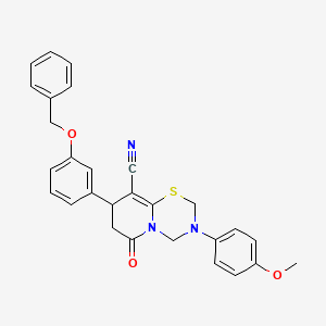 molecular formula C28H25N3O3S B11437709 8-[3-(benzyloxy)phenyl]-3-(4-methoxyphenyl)-6-oxo-3,4,7,8-tetrahydro-2H,6H-pyrido[2,1-b][1,3,5]thiadiazine-9-carbonitrile 