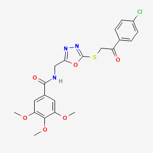 molecular formula C21H20ClN3O6S B11437731 N-[[5-[[2-(4-Chlorophenyl)-2-oxoethyl]thio]-1,3,4-oxadiazol-2-yl]methyl]-3,4,5-trimethoxybenzamide CAS No. 851784-77-5