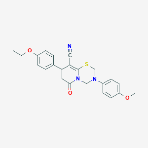 8-(4-ethoxyphenyl)-3-(4-methoxyphenyl)-6-oxo-3,4,7,8-tetrahydro-2H,6H-pyrido[2,1-b][1,3,5]thiadiazine-9-carbonitrile