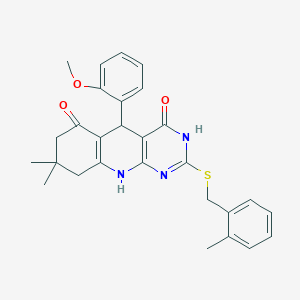 5-(2-methoxyphenyl)-8,8-dimethyl-2-[(2-methylbenzyl)sulfanyl]-5,8,9,10-tetrahydropyrimido[4,5-b]quinoline-4,6(3H,7H)-dione