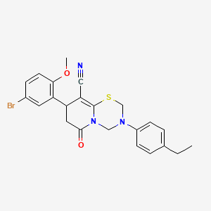 8-(5-bromo-2-methoxyphenyl)-3-(4-ethylphenyl)-6-oxo-3,4,7,8-tetrahydro-2H,6H-pyrido[2,1-b][1,3,5]thiadiazine-9-carbonitrile