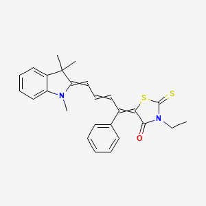 molecular formula C26H26N2OS2 B1143782 3-Ethyl-5-[1-phenyl-4-(1,3,3-trimethyl-1,3-dihydro-2H-indol-2-ylidene)but-2-en-1-ylidene]-2-sulfanylidene-1,3-thiazolidin-4-one CAS No. 14664-55-2