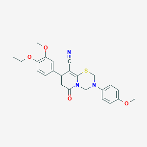 8-(4-ethoxy-3-methoxyphenyl)-3-(4-methoxyphenyl)-6-oxo-3,4,7,8-tetrahydro-2H,6H-pyrido[2,1-b][1,3,5]thiadiazine-9-carbonitrile