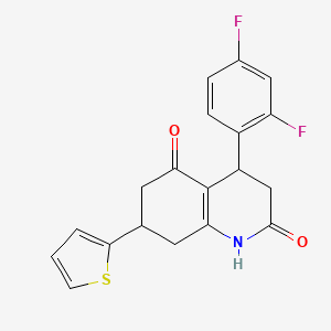 4-(2,4-difluorophenyl)-7-(thiophen-2-yl)-4,6,7,8-tetrahydroquinoline-2,5(1H,3H)-dione