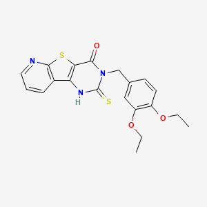 molecular formula C20H19N3O3S2 B11437930 5-[(3,4-diethoxyphenyl)methyl]-4-sulfanylidene-8-thia-3,5,10-triazatricyclo[7.4.0.02,7]trideca-1(9),2(7),10,12-tetraen-6-one 