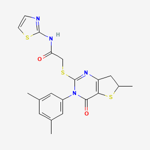 2-((3-(3,5-dimethylphenyl)-6-methyl-4-oxo-3,4,6,7-tetrahydrothieno[3,2-d]pyrimidin-2-yl)thio)-N-(thiazol-2-yl)acetamide