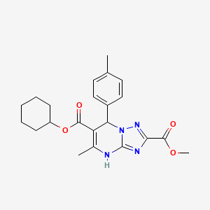 molecular formula C22H26N4O4 B11437994 6-Cyclohexyl 2-methyl 5-methyl-7-(4-methylphenyl)-4,7-dihydro[1,2,4]triazolo[1,5-a]pyrimidine-2,6-dicarboxylate 