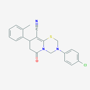 3-(4-chlorophenyl)-8-(2-methylphenyl)-6-oxo-3,4,7,8-tetrahydro-2H,6H-pyrido[2,1-b][1,3,5]thiadiazine-9-carbonitrile