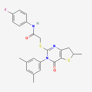 2-((3-(3,5-dimethylphenyl)-6-methyl-4-oxo-3,4,6,7-tetrahydrothieno[3,2-d]pyrimidin-2-yl)thio)-N-(4-fluorophenyl)acetamide