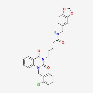 molecular formula C28H26ClN3O5 B11438064 N-(1,3-benzodioxol-5-ylmethyl)-5-[1-(2-chlorobenzyl)-2,4-dioxo-1,4-dihydroquinazolin-3(2H)-yl]pentanamide 