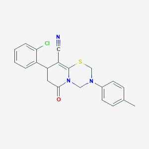 8-(2-chlorophenyl)-3-(4-methylphenyl)-6-oxo-3,4,7,8-tetrahydro-2H,6H-pyrido[2,1-b][1,3,5]thiadiazine-9-carbonitrile