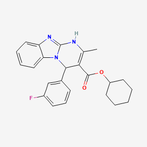 molecular formula C24H24FN3O2 B11438094 Cyclohexyl 4-(3-fluorophenyl)-2-methyl-1,4-dihydropyrimido[1,2-a]benzimidazole-3-carboxylate 