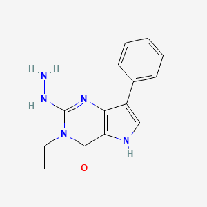 3-ethyl-2-hydrazino-7-phenyl-3,5-dihydro-4H-pyrrolo[3,2-d]pyrimidin-4-one