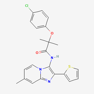 2-(4-Chlorophenoxy)-2-methyl-N-[7-methyl-2-(thiophen-2-YL)imidazo[1,2-A]pyridin-3-YL]propanamide