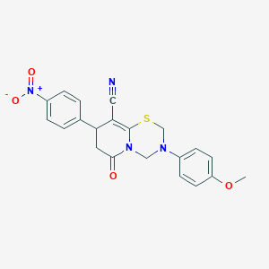 3-(4-methoxyphenyl)-8-(4-nitrophenyl)-6-oxo-3,4,7,8-tetrahydro-2H,6H-pyrido[2,1-b][1,3,5]thiadiazine-9-carbonitrile