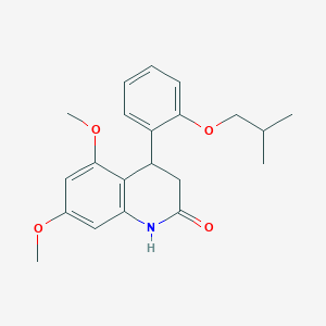 molecular formula C21H25NO4 B11438119 5,7-dimethoxy-4-[2-(2-methylpropoxy)phenyl]-3,4-dihydroquinolin-2(1H)-one 