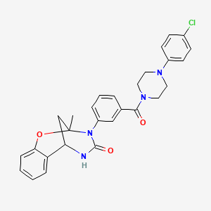 molecular formula C28H27ClN4O3 B11438182 10-{3-[4-(4-Chlorophenyl)piperazine-1-carbonyl]phenyl}-9-methyl-8-oxa-10,12-diazatricyclo[7.3.1.0^{2,7}]trideca-2,4,6-trien-11-one 