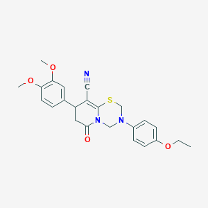 8-(3,4-dimethoxyphenyl)-3-(4-ethoxyphenyl)-6-oxo-3,4,7,8-tetrahydro-2H,6H-pyrido[2,1-b][1,3,5]thiadiazine-9-carbonitrile