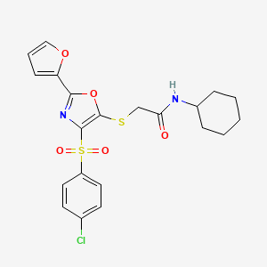 2-({4-[(4-chlorophenyl)sulfonyl]-2-(furan-2-yl)-1,3-oxazol-5-yl}sulfanyl)-N-cyclohexylacetamide