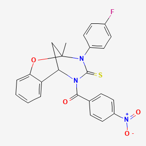 molecular formula C24H18FN3O4S B11438212 [3-(4-fluorophenyl)-2-methyl-4-thioxo-3,4-dihydro-2H-2,6-methano-1,3,5-benzoxadiazocin-5(6H)-yl](4-nitrophenyl)methanone 