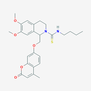 molecular formula C27H32N2O5S B11438233 N-butyl-6,7-dimethoxy-1-(((4-methyl-2-oxo-2H-chromen-7-yl)oxy)methyl)-3,4-dihydroisoquinoline-2(1H)-carbothioamide 