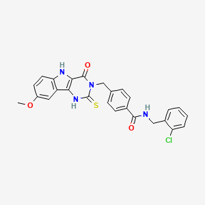 N-[(2-chlorophenyl)methyl]-4-[(8-methoxy-4-oxo-2-sulfanylidene-1,5-dihydropyrimido[5,4-b]indol-3-yl)methyl]benzamide