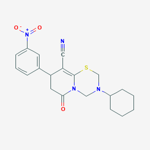 3-cyclohexyl-8-(3-nitrophenyl)-6-oxo-3,4,7,8-tetrahydro-2H,6H-pyrido[2,1-b][1,3,5]thiadiazine-9-carbonitrile