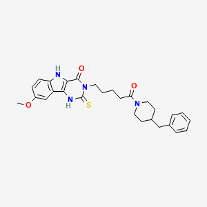 molecular formula C28H32N4O3S B11438279 3-(5-(4-benzylpiperidin-1-yl)-5-oxopentyl)-8-methoxy-2-thioxo-2,3-dihydro-1H-pyrimido[5,4-b]indol-4(5H)-one 