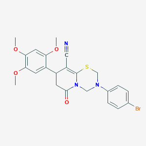 3-(4-bromophenyl)-6-oxo-8-(2,4,5-trimethoxyphenyl)-3,4,7,8-tetrahydro-2H,6H-pyrido[2,1-b][1,3,5]thiadiazine-9-carbonitrile