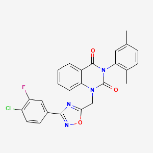 1-((3-(4-chloro-3-fluorophenyl)-1,2,4-oxadiazol-5-yl)methyl)-3-(2,5-dimethylphenyl)quinazoline-2,4(1H,3H)-dione