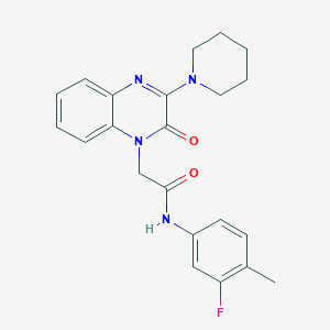 N-(3-fluoro-4-methylphenyl)-2-[2-oxo-3-(piperidin-1-yl)quinoxalin-1(2H)-yl]acetamide