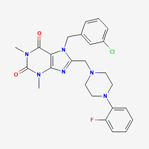 molecular formula C25H26ClFN6O2 B11438314 7-[(3-Chlorophenyl)methyl]-8-[[4-(2-fluorophenyl)piperazin-1-yl]methyl]-1,3-dimethylpurine-2,6-dione 