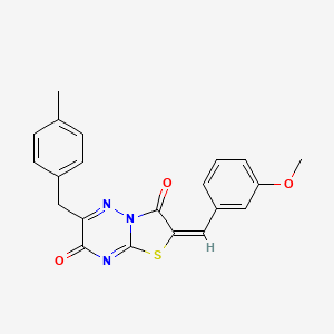 molecular formula C21H17N3O3S B11438334 (2E)-2-(3-methoxybenzylidene)-6-(4-methylbenzyl)-7H-[1,3]thiazolo[3,2-b][1,2,4]triazine-3,7(2H)-dione 