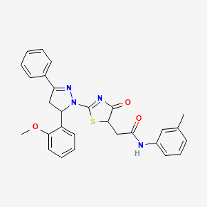 2-{2-[5-(2-methoxyphenyl)-3-phenyl-4,5-dihydro-1H-pyrazol-1-yl]-4-oxo-4,5-dihydro-1,3-thiazol-5-yl}-N-(3-methylphenyl)acetamide